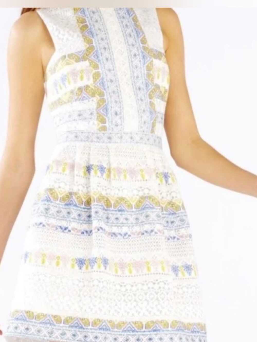 BCBGMaxAzria NWT Cecile BOHO Lace Accent Sleeveless A Line Mini Dress Size 2
